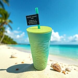 2025 Starbucks 16oz Color Changing Glass Tumbler 
Teal & Neon Yellow